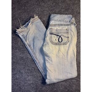 Refuge Bootcut Jeans Womens 7 Blue Premium Denim Ripped Stitch Pocket P125-FM044